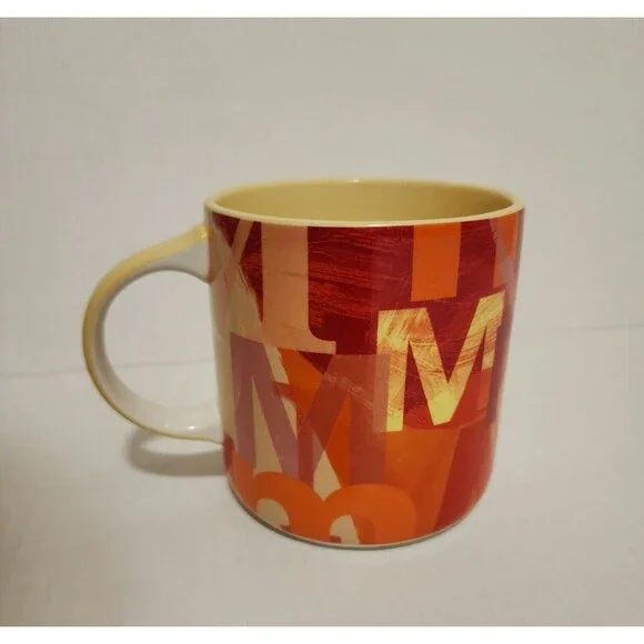 Anthropologie Lottie 18.5 oz Monogram Mug "M" Orange Yellow Stoneware 3.75x3.75" - Picture 4 of 9